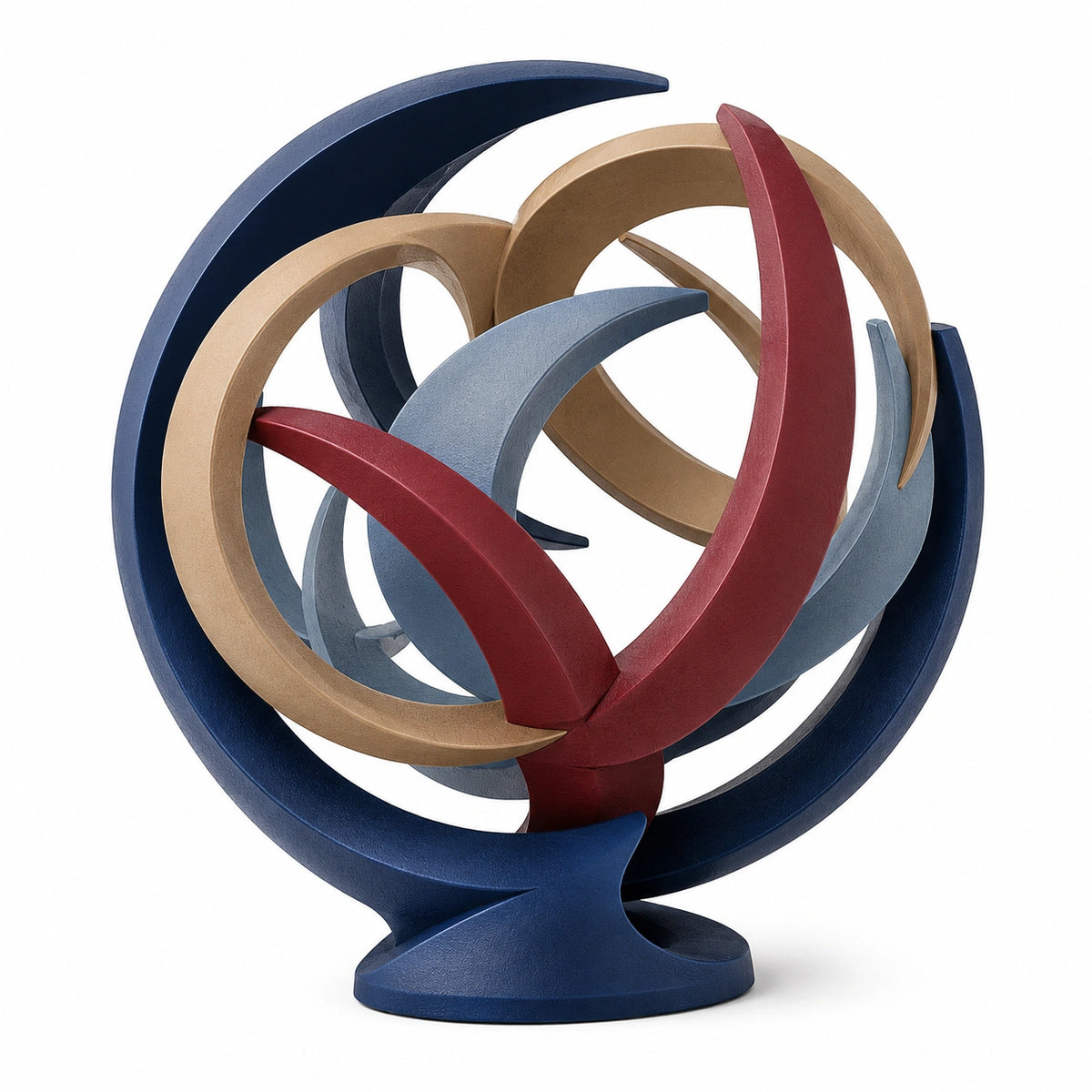 Escultura Decorativa Tridimensional Azul/Rojo/Beige