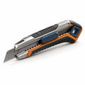 Cúter Retráctil Ergonómico con Seguridad Plata/Naranja/Azul