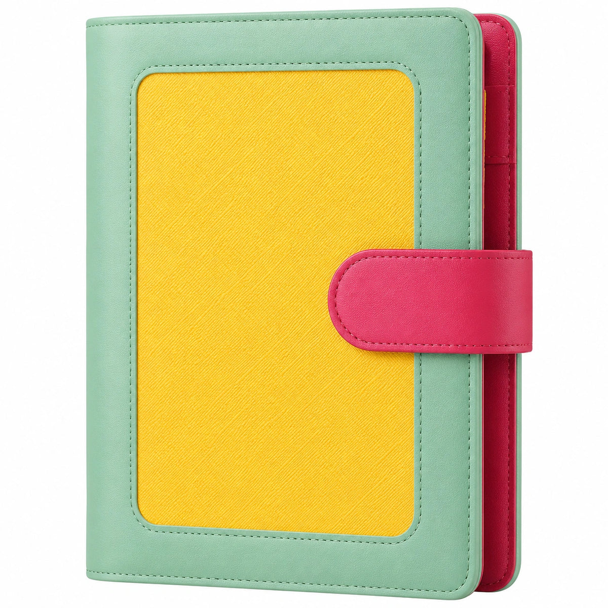 Cuaderno Carpeta A5 Verde, Amarillo y Rosa con Broche