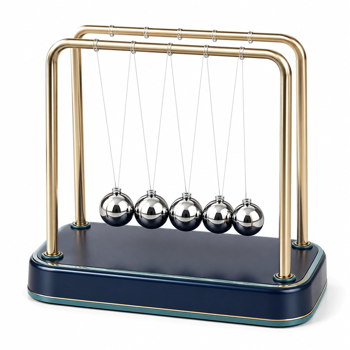 Péndulo de Newton Metálico Decorativo en Oro y Azul para Escritorio