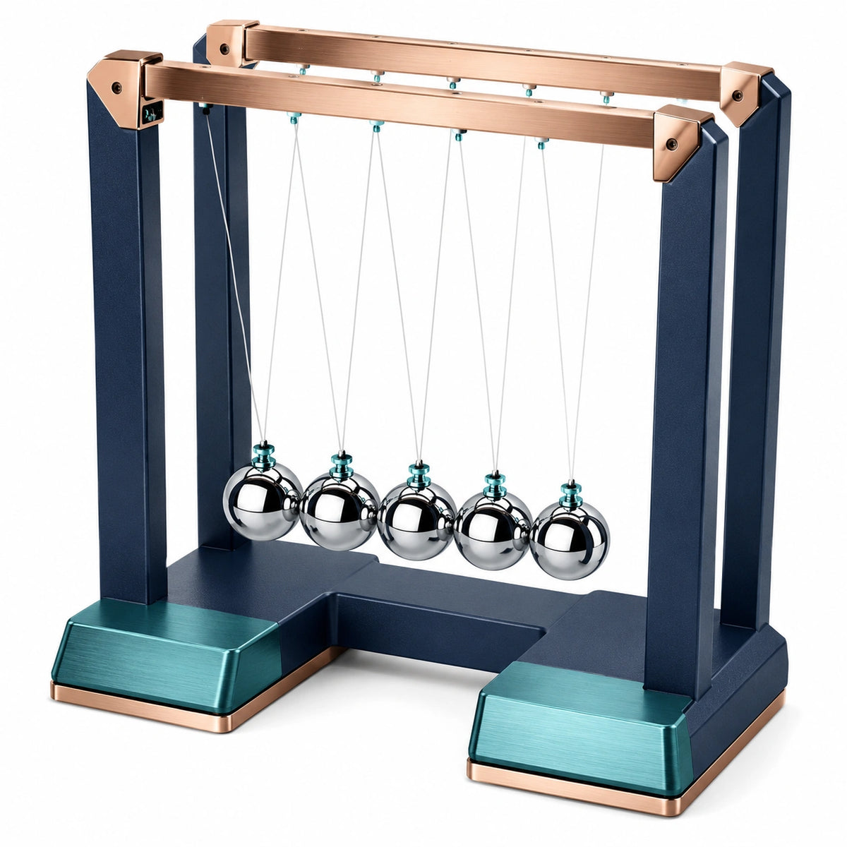 Péndulo de Newton Decorativo Azul y Cobre, 5 Esferas