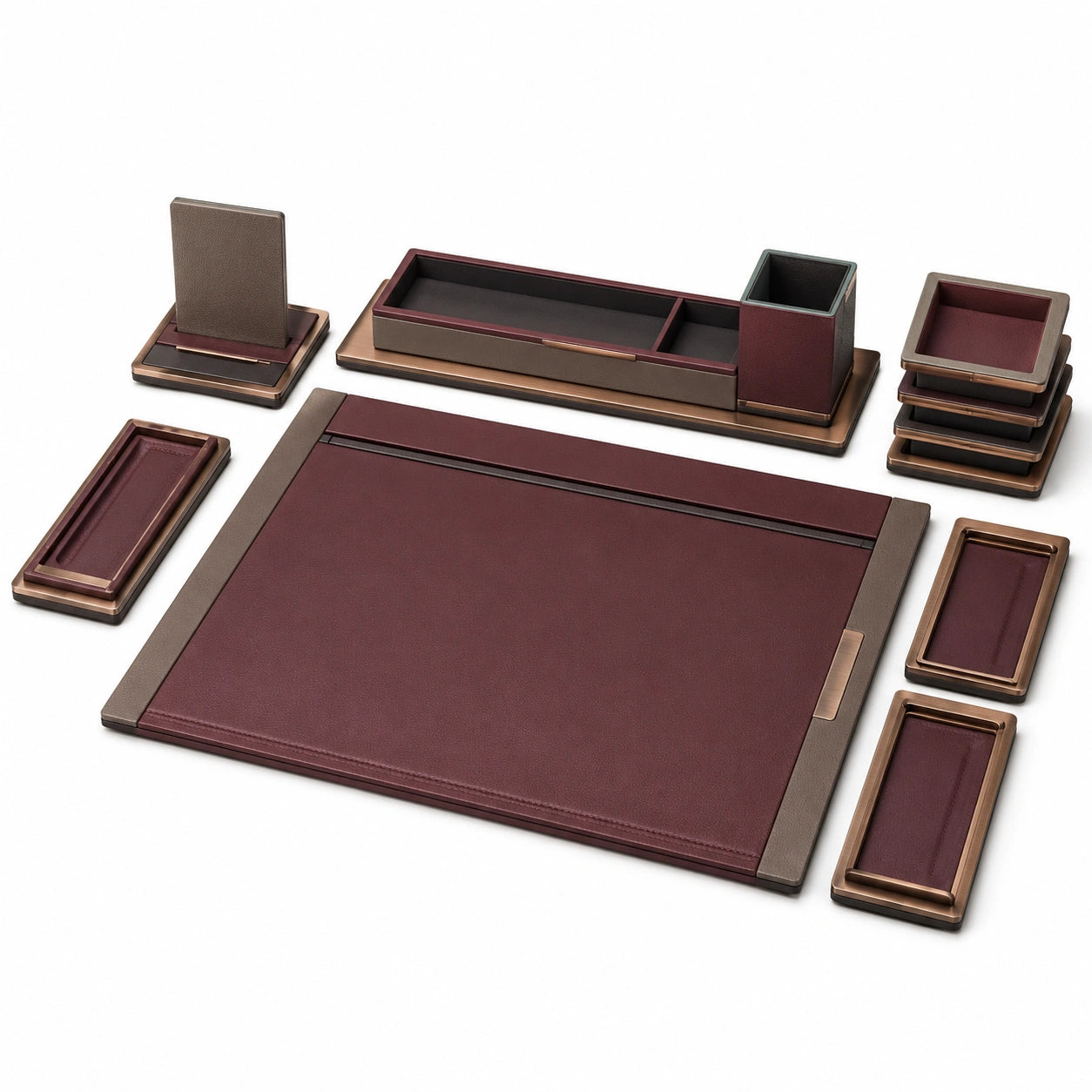 Conjunto de Escritorio con Organizadores en Color Burdeos