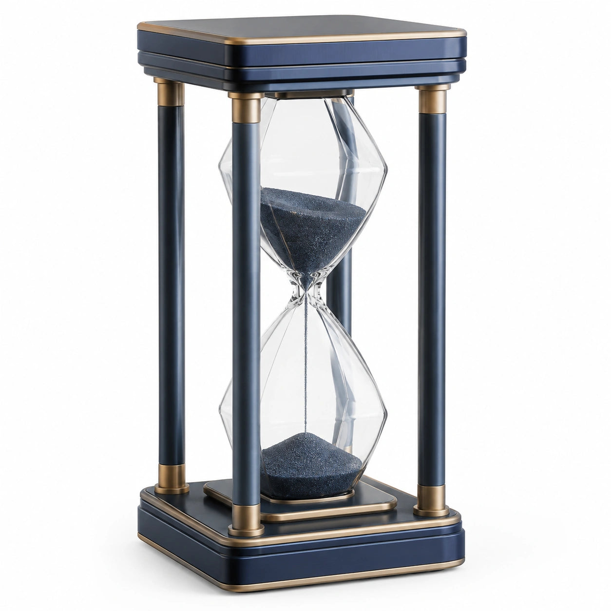 Reloj de Arena Decorativo Azul y Dorado con Temporizador de 20 Minutos