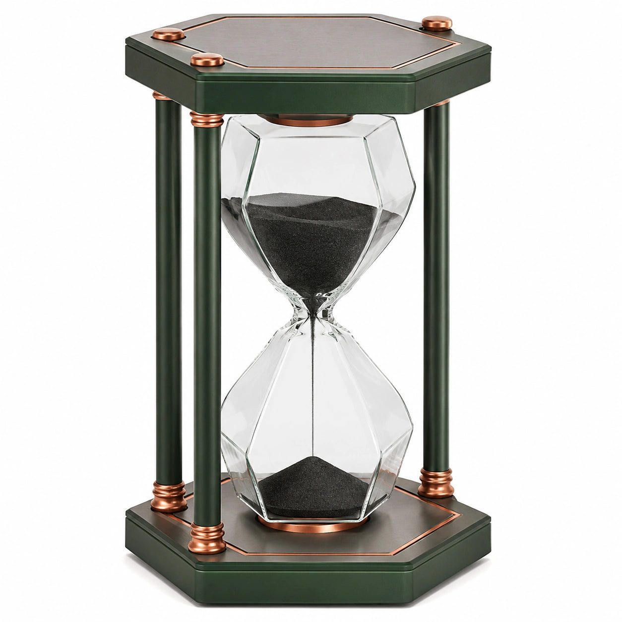 Reloj de Arena Decorativo Verde con Arena Negra