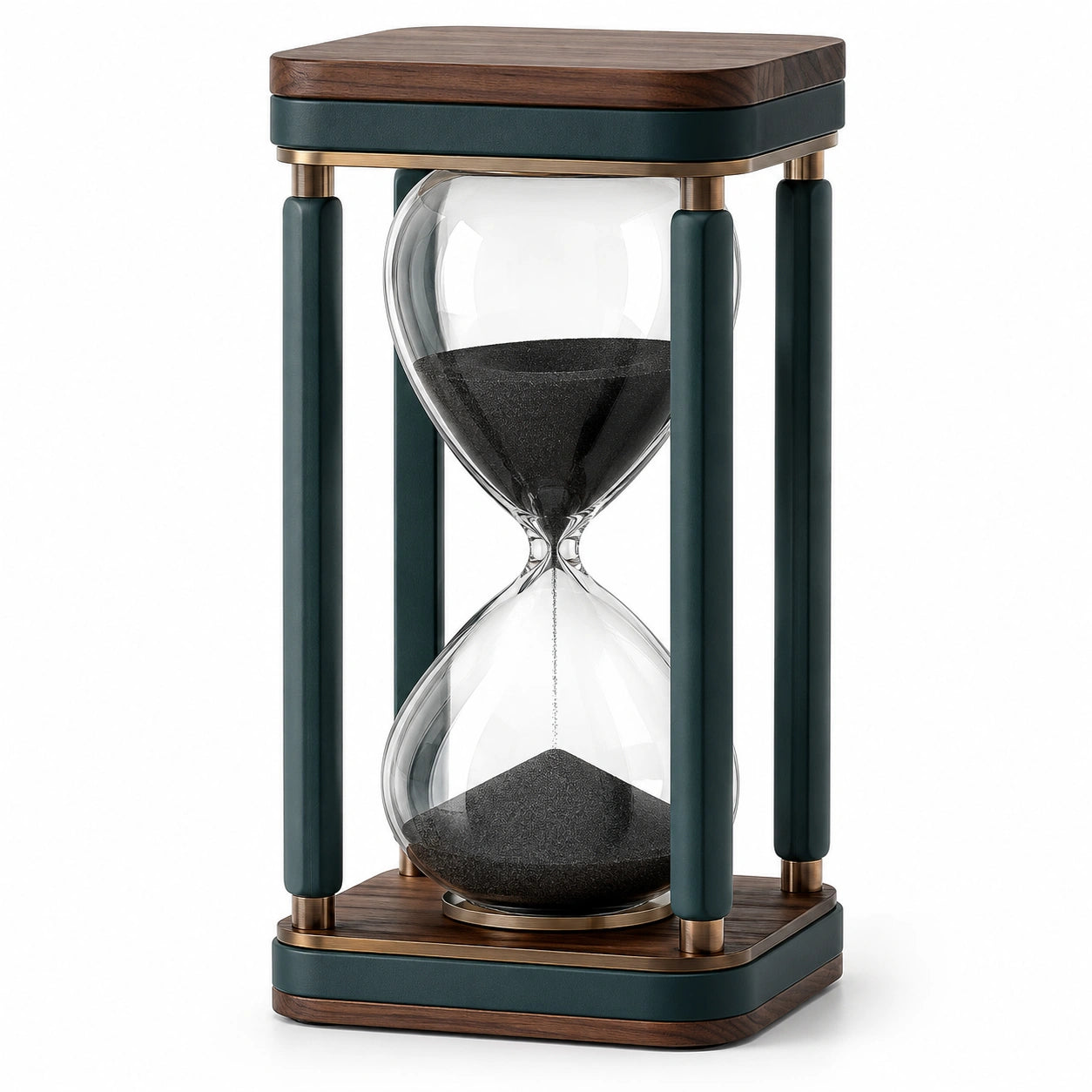 Reloj de Arena Decorativo 30 Minutos Arena Negra Base de Madera