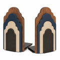 Sujetalibros decorativo diseño de arco en marrón, azul, beige y negro