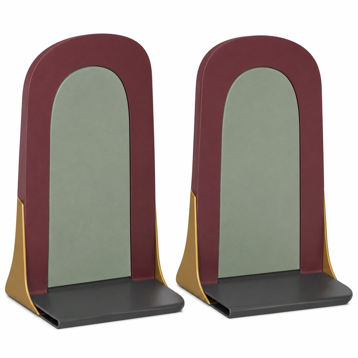 Soportes de Libros Modernos en Granate, Verde y Oro