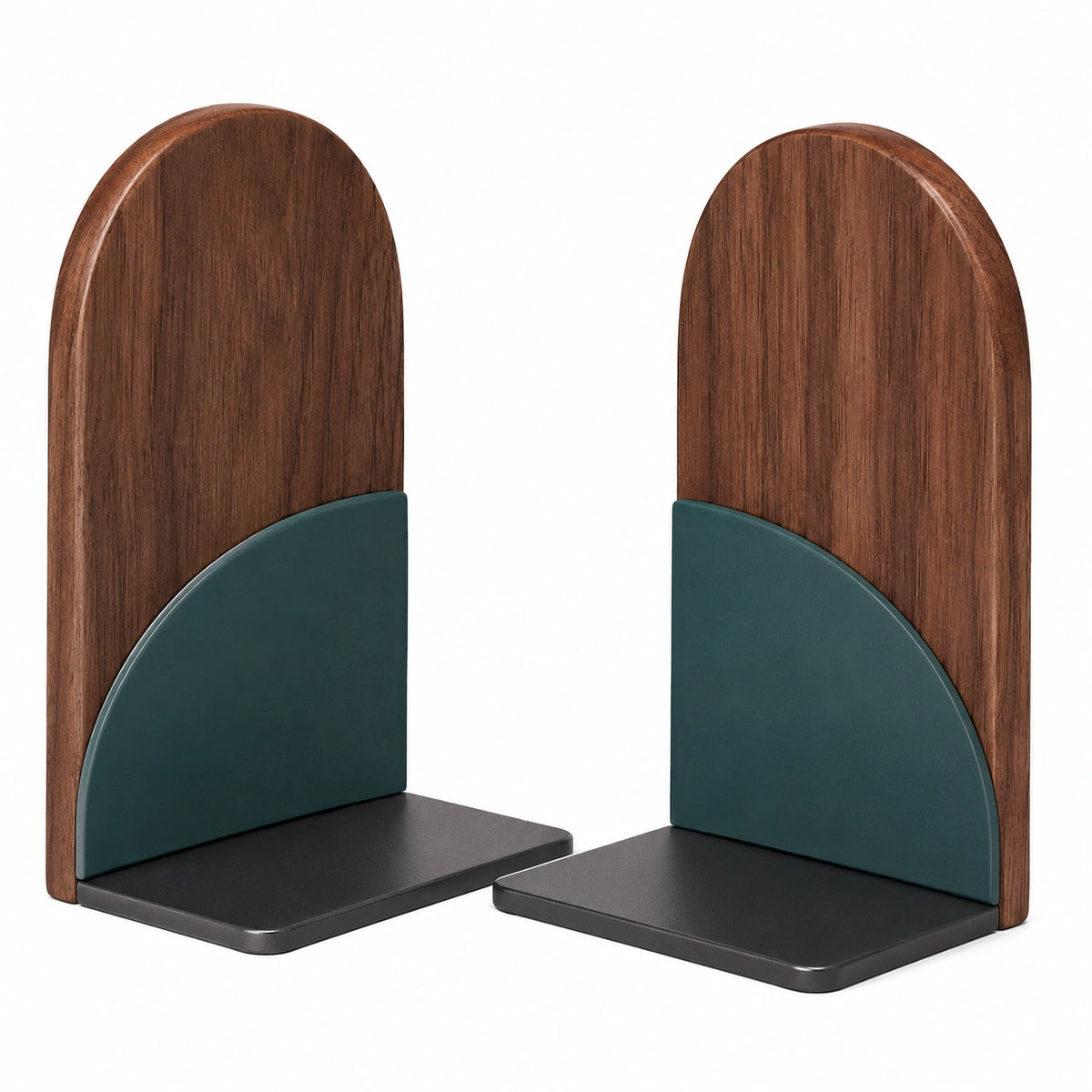 Soportes para libros de madera y metal marrón/verde oscuro