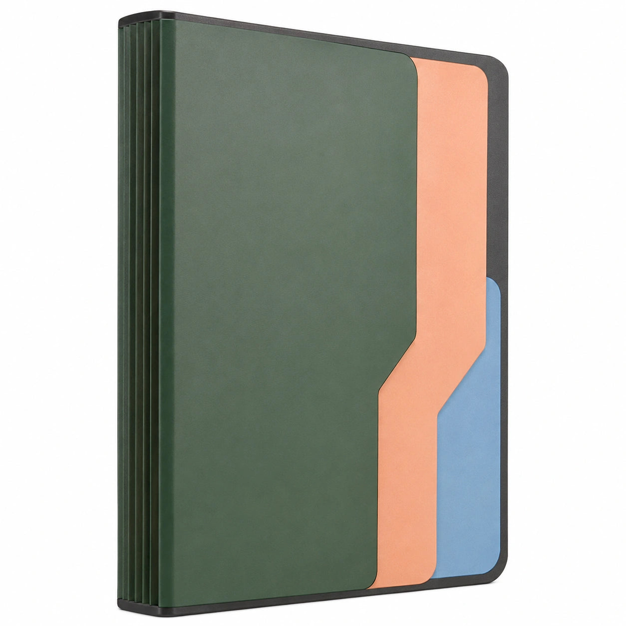 Carpeta organizadora de acordeón A4 verde, naranja y azul